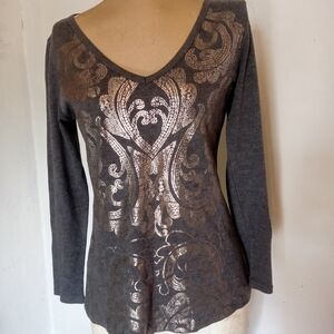 Elegant Gray and Silver Women's Top
